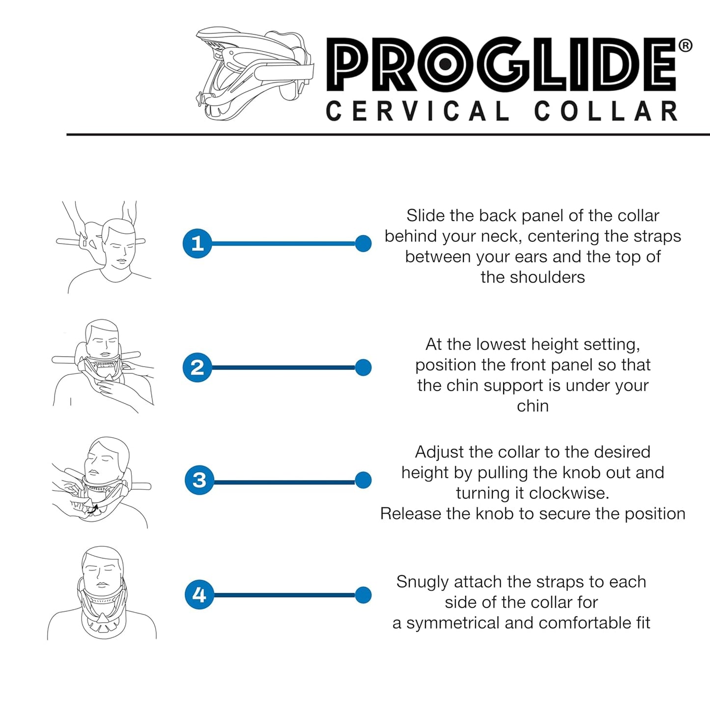 ProGlide Cervical Collar — 2-Piece Neck Brace with 12 Height Adjustments, Breathable Plush Padding, Tracheal Access — Relieves Neck Pain, Whiplash, Post-Surgery Recovery, MRI Compatible