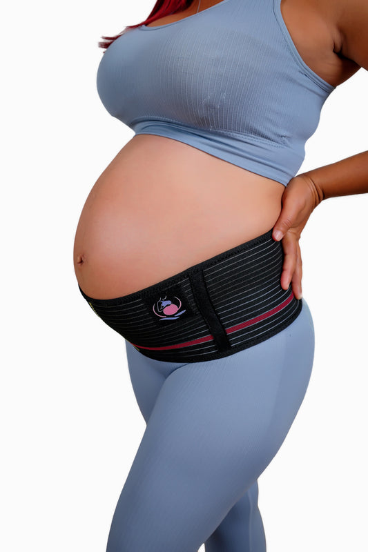 MothersHug Maternity Belly Band - Ultimate Support for Pregnant Women | Adjustable Soft & Breathable Pregnancy Support for Back, Abdomen, Hip and Pelvic Relief | Fits Range 28" - 48" - Black