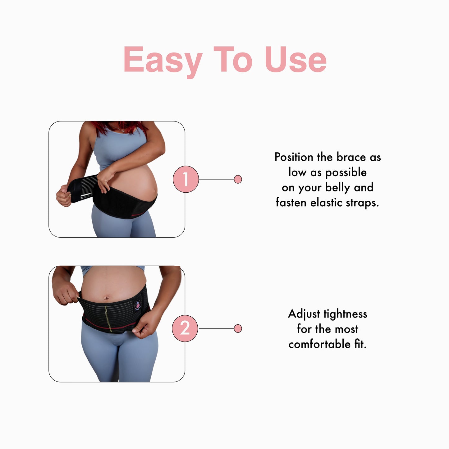 MothersHug Maternity Belly Band - Ultimate Support for Pregnant Women | Adjustable Soft & Breathable Pregnancy Support for Back, Abdomen, Hip and Pelvic Relief | Fits Range 28" - 48" - Black