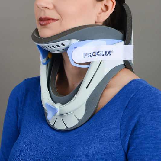 ProGlide Cervical Collar — 2-Piece Neck Brace with 12 Height Adjustments, Breathable Plush Padding, Tracheal Access — Relieves Neck Pain, Whiplash, Post-Surgery Recovery, MRI Compatible
